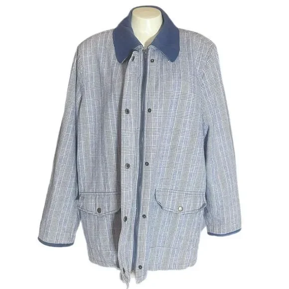 Denim &‎ Co. Plaid Chore Coat Quilted Lining Zip & Snap Closure Sz 1X